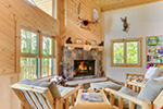 Fenske Lake Cabins lodge fireplace