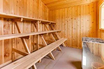Fenske Lake Resort Cabins traditional Northwoods sauna